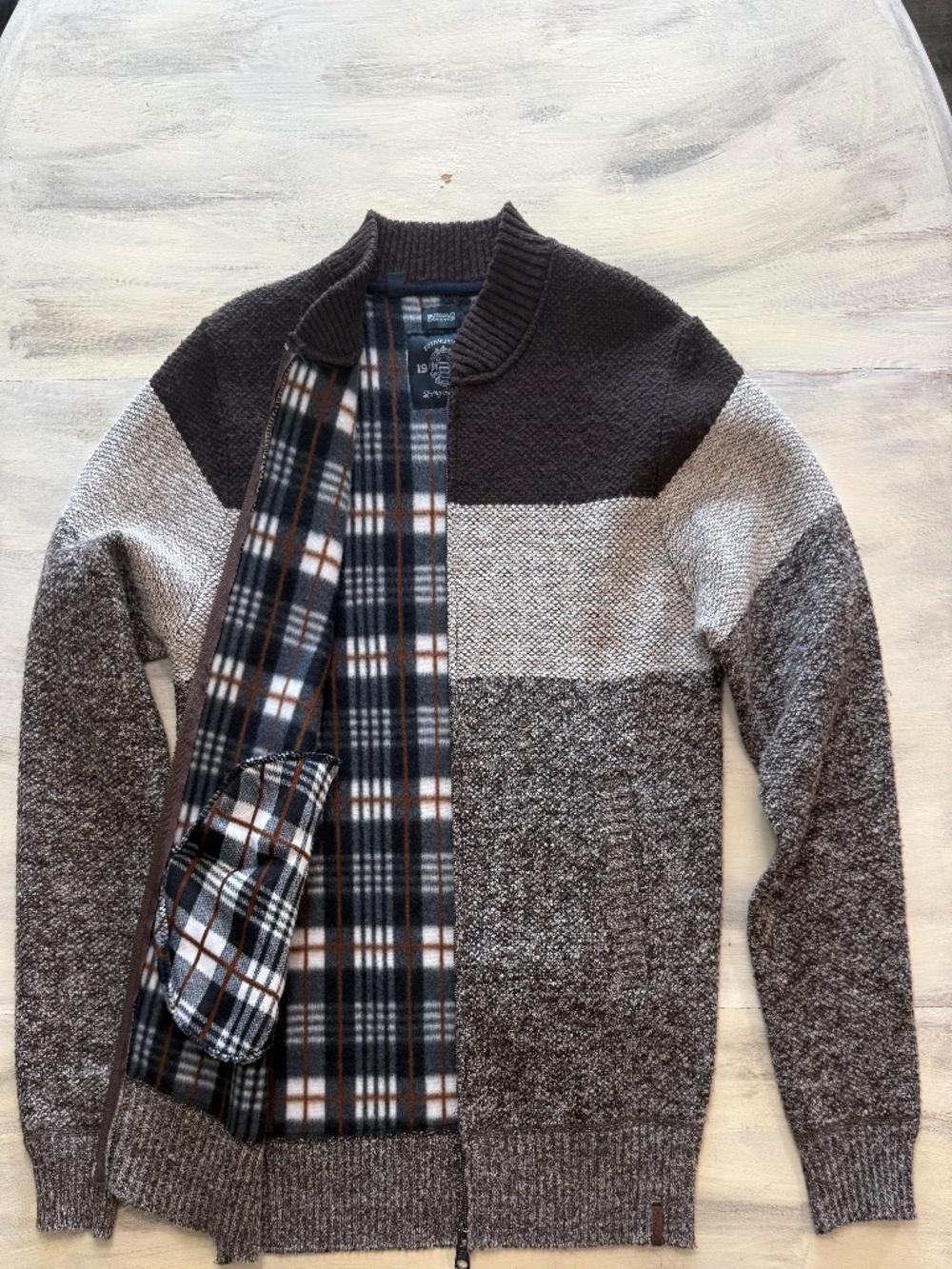 Buffalo David Bitton Fleece Lined Full Zip Knit Sweater Jacket Men’s Medium